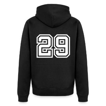 29 Zahl symbol - Unisex Premium Bio Zip Hoodie - Schwarz - Hinten - Nico (187cm)