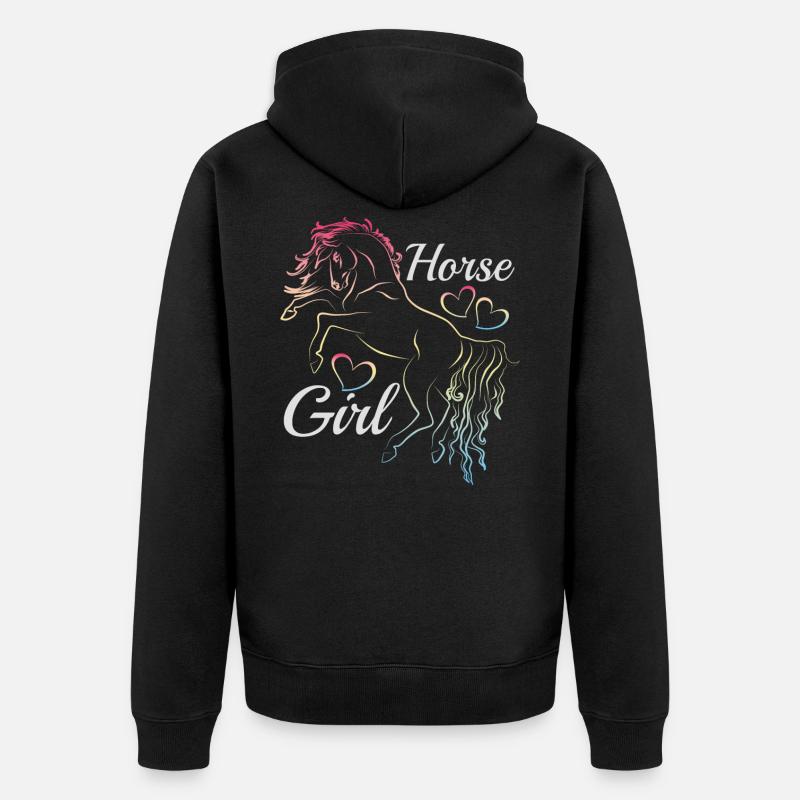 Pferdemädchen Regenbogen Silhouette Geschenkidee - Unisex Premium Bio Zip Hoodie - Schwarz