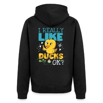 I Love Rubber Ducks Rubber Duck Bath Gift - Unisex Premium Organic Zip Hoodie - black - Back - Nico (187cm)
