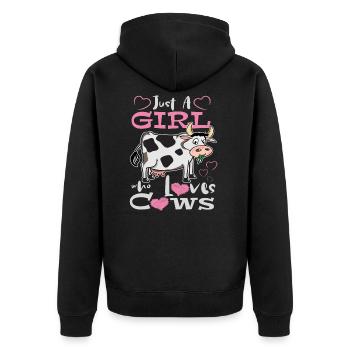 Just A Girl Who Loves Cows Kuh Liebhaber - Unisex Premium Bio Zip Hoodie - Schwarz - Hinten - Nico (187cm)