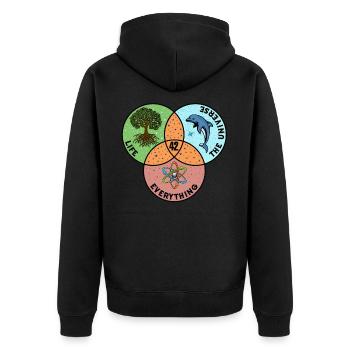 42 The Answer To Life Universe And Everything - Unisex Premium Bio Zip Hoodie - Schwarz - Hinten - Nico (187cm)