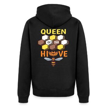 Queen Of The Hive Bee Queen Honeybee - Unisex Premium Organic Zip Hoodie - black - Back - Nico (187cm)