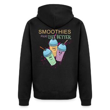 Smoothies Make Life Better Healty Früchte Geschenk - Unisex Premium Bio Zip Hoodie - Schwarz - Hinten - Nico (187cm)