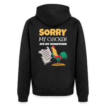 Le poulet a mangé Mes devoirs Idée de cadeau - Veste à capuche bio Premium Unisexe - noir - Dos - Nico (187cm)