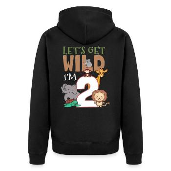 2 Birthday Safari Zoo 2 Birthday Gift Idea - Unisex Premium Organic Zip Hoodie - black - Back - Nico (187cm)