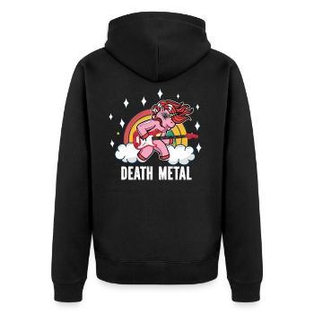 Death Metal Heavy Metal Rock Rainbow Unicorn - Unisex Premium Organic Zip Hoodie - black - Back - Nico (187cm)