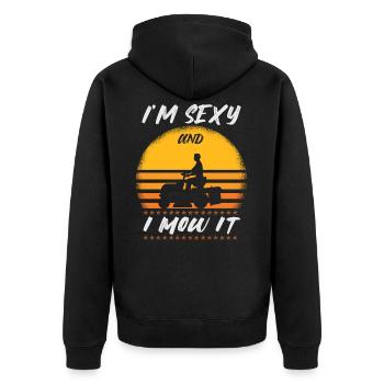 Lawn mowing lawn mower grass gift idea - Unisex Premium Organic Zip Hoodie - black - Back - Nico (187cm)