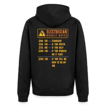 Elektriker Stundensätze Elektrizität Elektrotechni - Unisex Premium Bio Zip Hoodie - Schwarz - Hinten - Nico (187cm)