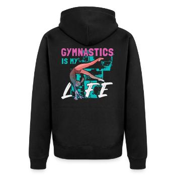 Gymnastik Ist Mein Leben Gymnast Turnen Turnerin - Unisex Premium Bio Zip Hoodie - Schwarz - Hinten - Nico (187cm)