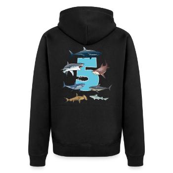 5e anniversaire de la fête de requin-jeune cadeau - Veste à capuche bio Premium Unisexe - noir - Dos - Nico (187cm)
