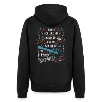 Gitarre Musik Instrument Musiker Geschenkidee - Unisex Premium Bio Zip Hoodie - Schwarz - Hinten - Nico (187cm)