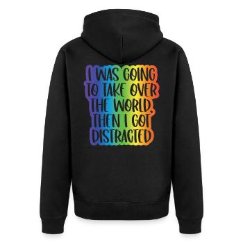 ADHS - Unisex Premium Bio Zip Hoodie - Schwarz - Hinten - Nico (187cm)