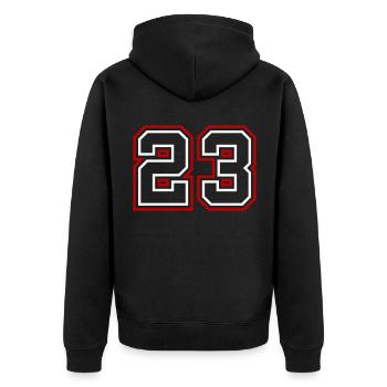 23 Number number - Unisex Premium Organic Zip Hoodie - black - Back - Nico (187cm)