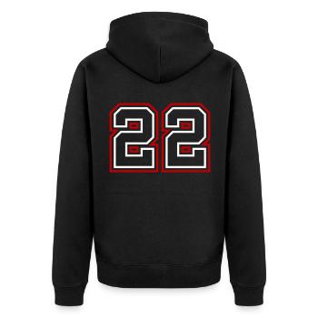 22 Number number - Unisex Premium Organic Zip Hoodie - black - Back - Nico (187cm)