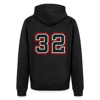 32 Number number - Unisex Premium Organic Zip Hoodie - black - Back - Nico (187cm)