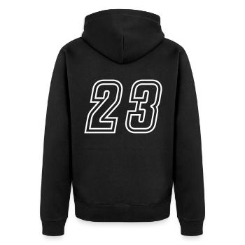 23 Zahl nummer - Unisex Premium Bio Zip Hoodie - Schwarz - Hinten - Nico (187cm)