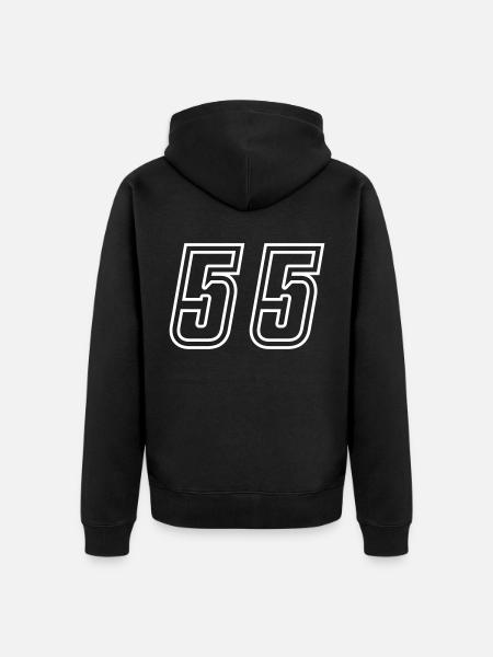 55 Numéro de numéro - Veste à capuche bio Premium Unisexe - noir