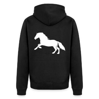 Pferd Horse icon - Unisex Premium Bio Zip Hoodie - Schwarz - Hinten - Nico (187cm)