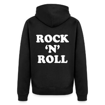 ROCK N ROLL Rock and Roll Rocker - Unisex Premium Bio Zip Hoodie - Schwarz - Hinten - Nico (187cm)