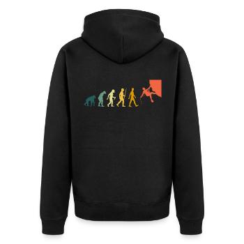 Klettern Evolution Retro Sportklettern Kletterer - Unisex Premium Bio Zip Hoodie - Schwarz - Hinten - Nico (187cm)