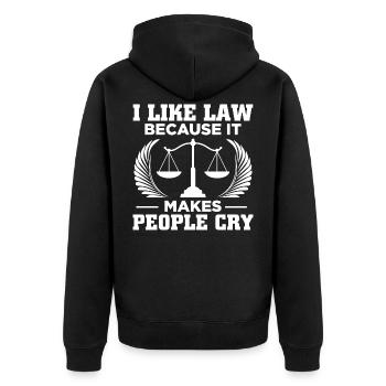 Anwalt Geschenkidee | Jura Jurist Student Anwälte - Unisex Premium Bio Zip Hoodie - Schwarz - Hinten - Nico (187cm)