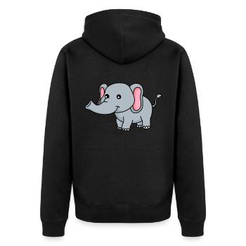 Elephant Comic - Unisex Premium Organic Zip Hoodie - black - Back - Nico (187cm)