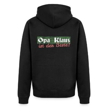 Opa Klaus - Unisex Premium Bio Zip Hoodie - Schwarz - Hinten - Nico (187cm)