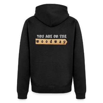 Denglisch - Unisex Premium Bio Zip Hoodie - Schwarz - Hinten - Nico (187cm)