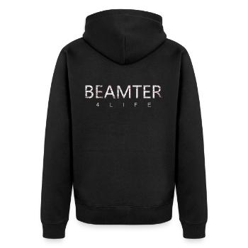 Beamter auf Lebenszeit - Unisex Premium Bio Zip Hoodie - Schwarz - Hinten - Nico (187cm)