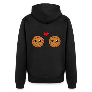 Cookies Comic Couple Amour - Veste à capuche bio Premium Unisexe - noir - Dos - Nico (187cm)