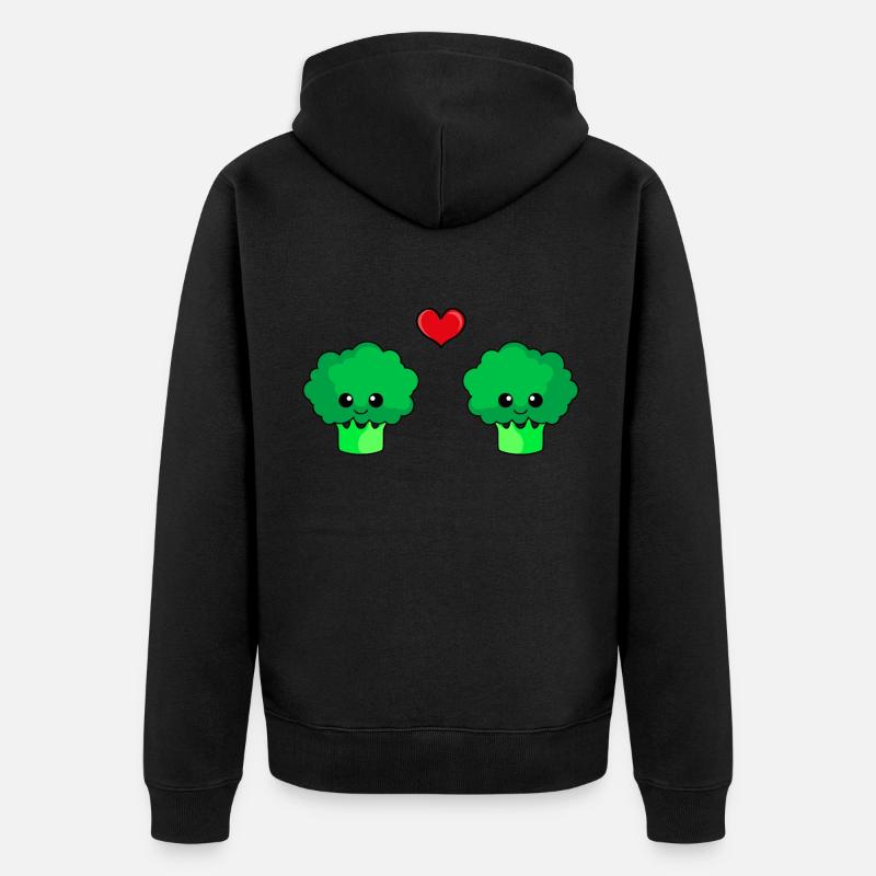 Brocoli Couple Amour Bande Dessinée - Veste à capuche bio Premium Unisexe - noir