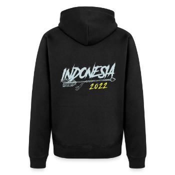 Indonesia 2022 - Unisex Premium Bio Zip Hoodie - Schwarz - Hinten - Nico (187cm)