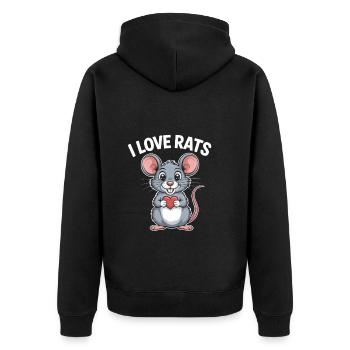 J’aime les rats Graphique de dessin animé mignon pour les amoureux des rats - Veste à capuche bio Premium Unisexe - noir - Dos - Nico (187cm)