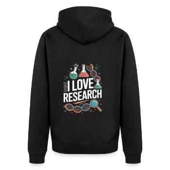 J’aime la recherche Science Passionné d’ADN Design - Veste à capuche bio Premium Unisexe - noir - Dos - Nico (187cm)