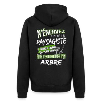 Paysagiste - Veste à capuche bio Premium Unisexe - noir - Dos - Nico (187cm)