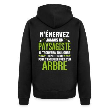 Paysagiste et jardinier cadeau humour - Veste à capuche bio Premium Unisexe - noir - Dos - Nico (187cm)