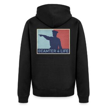 Beamter auf Lebenszeit - Unisex Premium Bio Zip Hoodie - Schwarz - Hinten - Nico (187cm)