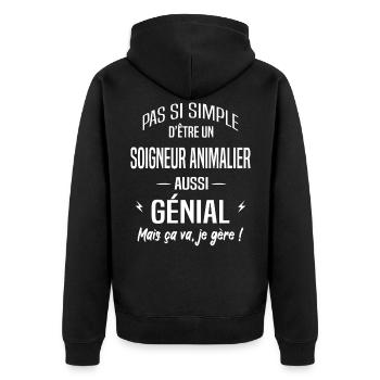 Soigneur animalier - Veste à capuche bio Premium Unisexe - noir - Dos - Nico (187cm)