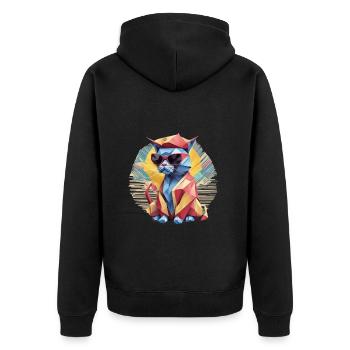 Chat cool en origami - Veste à capuche bio Premium Unisexe - noir - Dos - Nico (187cm)