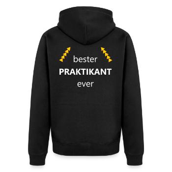 Praktikant Spruch - Unisex Premium Bio Zip Hoodie - Schwarz - Hinten - Nico (187cm)