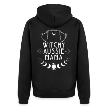 Witchy Aussie Mama Hunde Hexe Hexen - Unisex Premium Bio Zip Hoodie - Schwarz - Hinten - Nico (187cm)