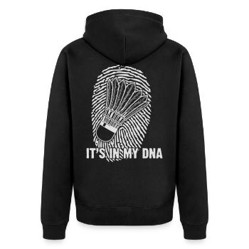 Badminton - It's in my DNA - Unisex Premium Organic Zip Hoodie - black - Back - Nico (187cm)