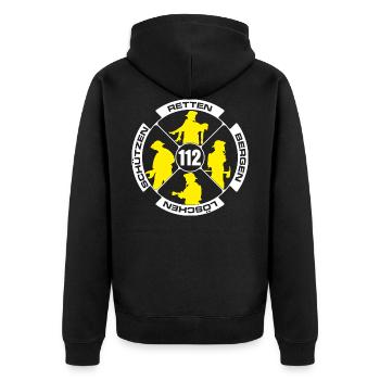 Feuerwehr Retten Löschen Bergen Schützen - Unisex Premium Bio Zip Hoodie - Schwarz - Hinten - Nico (187cm)