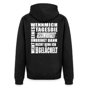 Paul Walker Zitat Tshirt Tuning Motorrad - Unisex Premium Bio Zip Hoodie - Schwarz - Hinten - Nico (187cm)