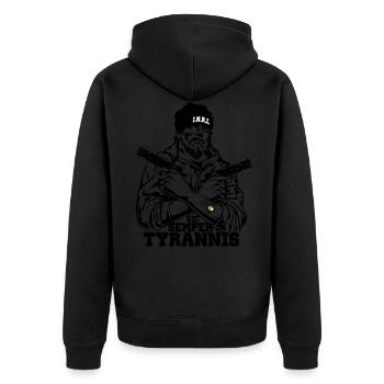 Spruch - Sic Semper Tyrannis - Unisex Premium Bio Zip Hoodie - Schwarz - Hinten - Nico (187cm)