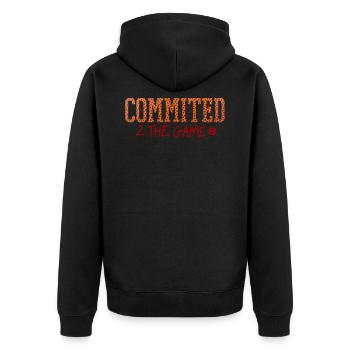 Commited to our lovely game of basketball - Unisex Premium Organic Zip Hoodie - black - Back - Nico (187cm)