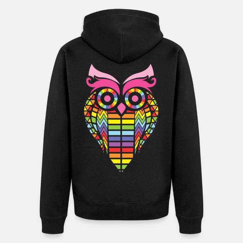 RAINBOW OWL - Veste à capuche bio Premium Unisexe - noir