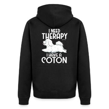 Coton De Tuléar Thérapie02 - Veste à capuche bio Premium Unisexe - noir - Dos - Nico (187cm)