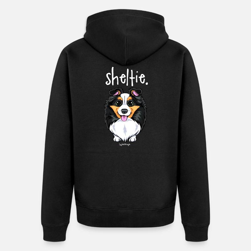 Sheltie Chien Mignon 6 - Veste à capuche bio Premium Unisexe - noir