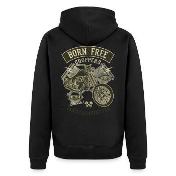 BORN FREE CHOPPERS - Motorcycle Chopper Shirt Motif - Unisex Premium Organic Zip Hoodie - black - Back - Nico (187cm)